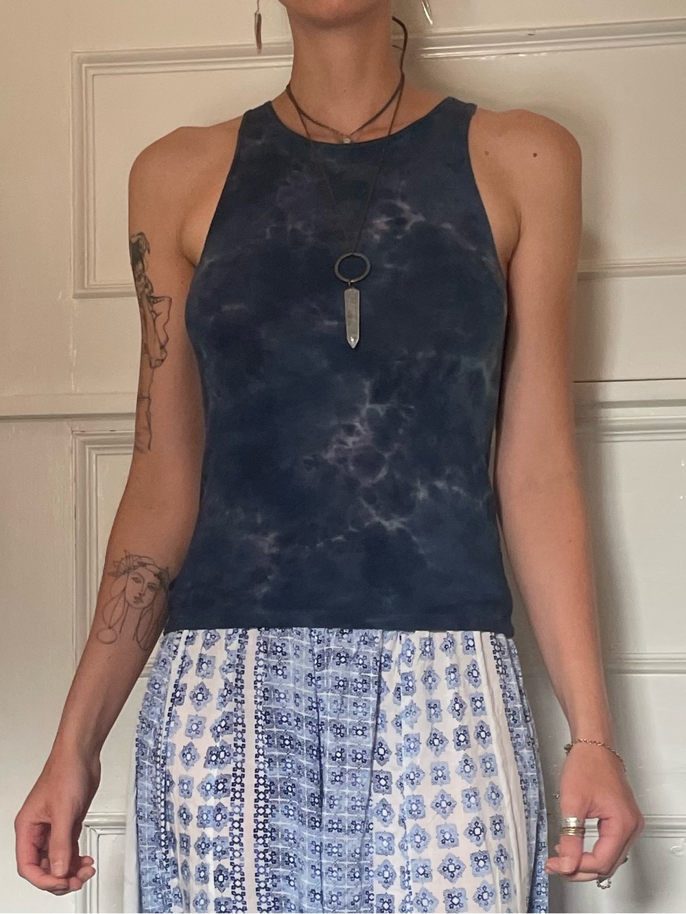 Navy Tie Dye Racerback Tank Top